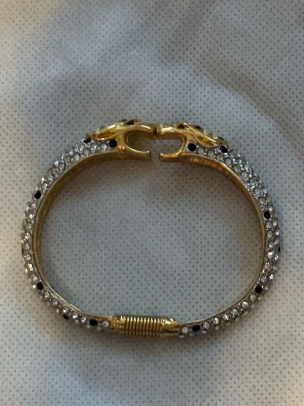 Vintage Kenneth Jay Lane Crystal and Gold Double Tiger bracelet